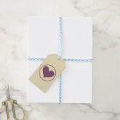 Paars hart cadeaulabel (Met Touw)