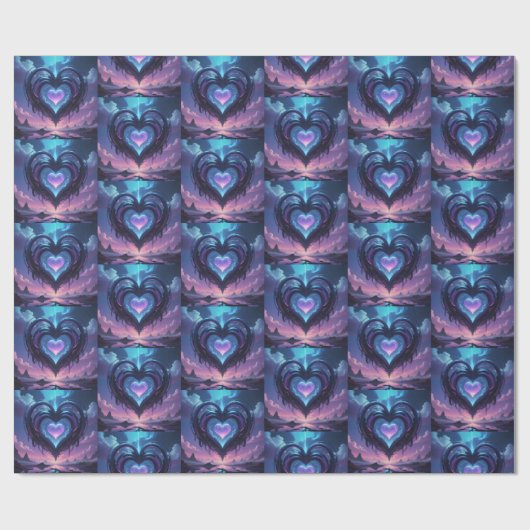 Paars hart cadeaupapier (Vlak)