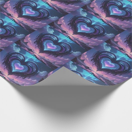 Paars hart cadeaupapier (Hoek)