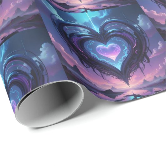 Paars hart cadeaupapier (Rol Hoek)