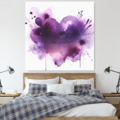 Paars hart canvas afdruk (Insitu (Slaapkamer))
