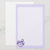 Paars hart en lint briefpapier (Voorkant / Achterkant)