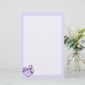 Paars hart en lint briefpapier (Staand voorkant)