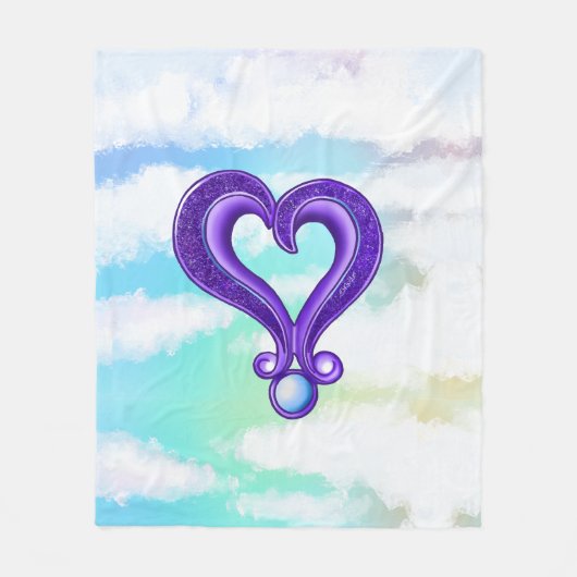  Paars hart Fleece Deken (Voorkant)