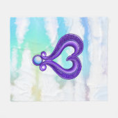  Paars hart Fleece Deken (Voorkant (Horizontaal))