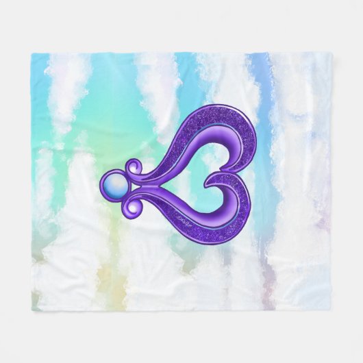  Paars hart Fleece Deken (Voorkant (Horizontaal))