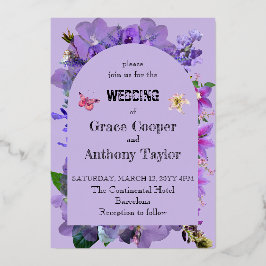 Paars hart folie uitnodiging