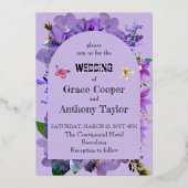 Paars hart folie uitnodiging (Voorkant)