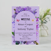 Paars hart folie uitnodiging (Staand Voorkant)