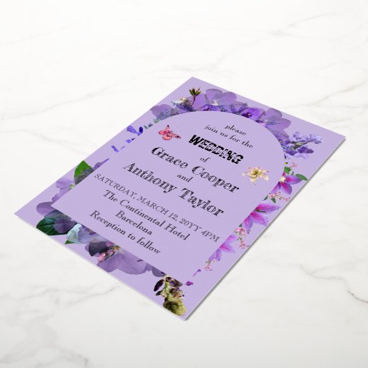 Paars hart folie uitnodiging (Gedraaid)