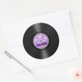 Paars hart Gepersonaliseerd Vinylrecord Album Ronde Sticker (Envelop)