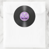 Paars hart Gepersonaliseerd Vinylrecord Album Ronde Sticker (Tas)