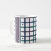 Paars Hart Gingham Koffiemok (Voorkant links)