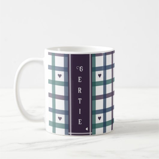 Paars Hart Gingham Koffiemok (Links)