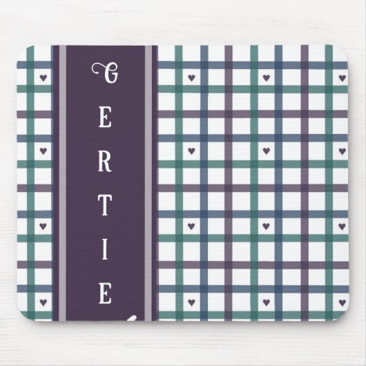 Paars Hart Gingham Muismat (Voorkant)