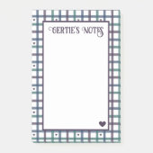 Paars Hart Gingham Post-it® Notes (Voorkant)