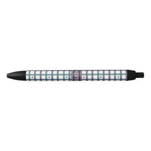 Paars Hart Gingham Zwarte Inkt Pen