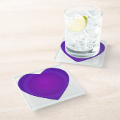 Paars hart glazen onderzetter (Schuin)