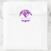 Paars hart Happy Valentines Day Ronde Sticker (Tas)
