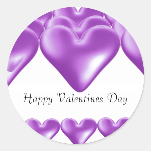 Paars hart Happy Valentines Day Ronde Sticker (Voorkant)