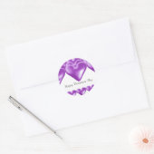 Paars hart Happy Valentines Day Ronde Sticker (Envelop)
