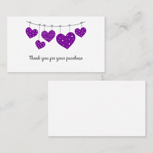 Paars hart Hartelijk dank Informatiekaartje (Voorkant / Achterkant)