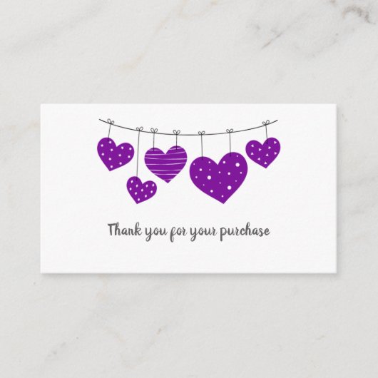 Paars hart Hartelijk dank Informatiekaartje (Voorkant)