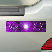 Paars Hart 'liefde en kussen' bumpersticker (Op auto)