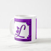 Paars hart Lijst Monogram Letter L Koffiemok (Voorkant links)