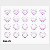 Paars hart met roze en paarse bloemen ronde sticker (Vel)
