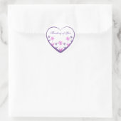 Paars hart met roze en paarse bloemen ronde sticker (Tas)