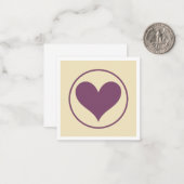 Paars hart notitiekaartje (Voorkant / Achterkant in situ)