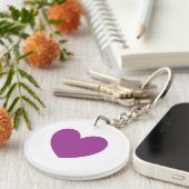 Paars hart op wit sleutelhanger (Voorkant Rechts)