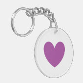 Paars hart op wit sleutelhanger (Voorkant Links)