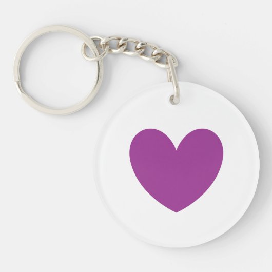 Paars hart op wit sleutelhanger (Voorkant)