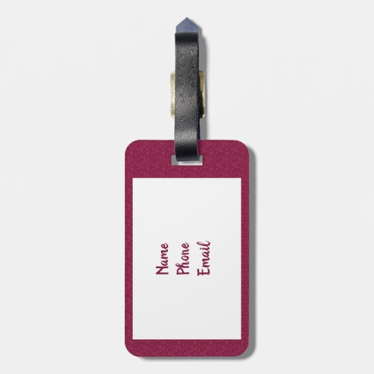 Paars Hart Patroon Laars Bagagelabel (Achterkant verticaal)