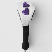Paars hart Persoonlijk Golfhoofd Hoesje Golfheadcover (Voorkant)