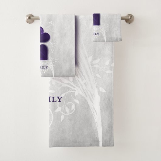 Paars hart Persoonlijke badhanddoekset Bad Handdoek (Insitu)