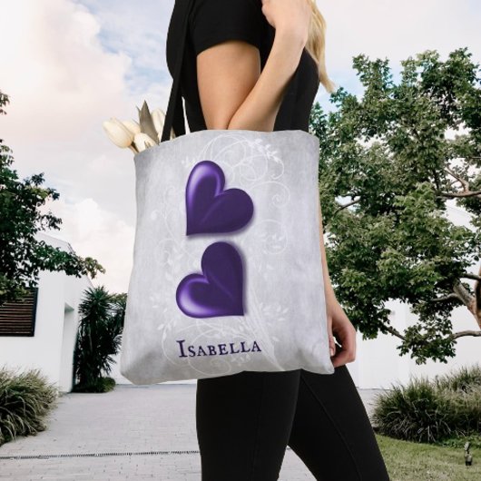 Paars hart Persoonlijke Canvas tas
