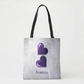 Paars hart Persoonlijke Canvas tas (Voorkant)