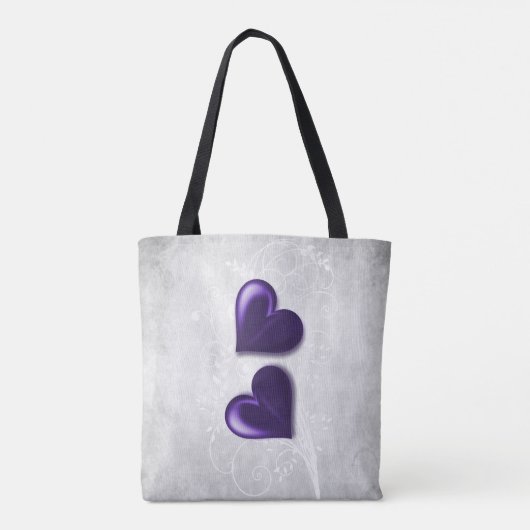 Paars hart Persoonlijke Canvas tas (Achterkant)