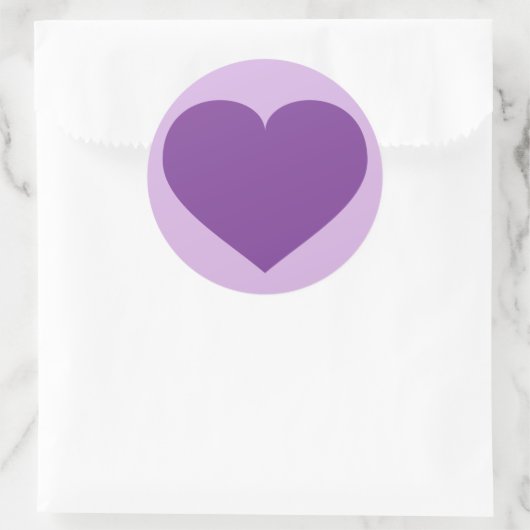 Paars hart ronde sticker (Tas)