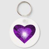 Paars hart sleutelhanger wit rond (Voorkant)