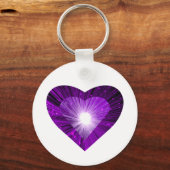 Paars hart sleutelhanger wit rond (Voorkant)