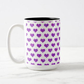 Paars hart tweekleurige koffiemok