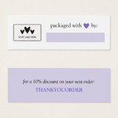 Paars hart verpakt met liefde Voeg Logo toe Mini Visitekaartjes (Voorkant /achterkant)