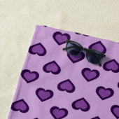 Paars harten patroon strandlaken (In situ)