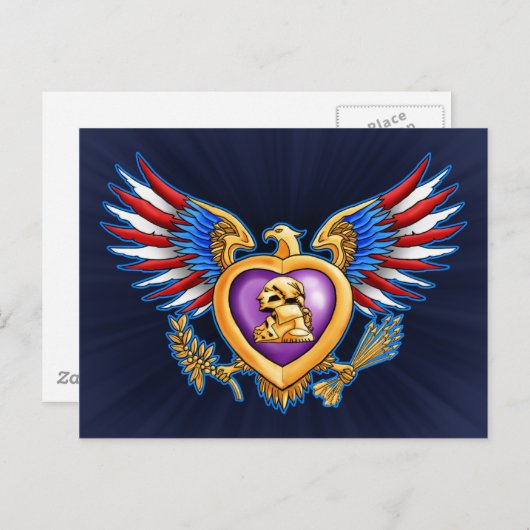 Paars hartontwerp briefkaart (Voorkant / Achterkant)