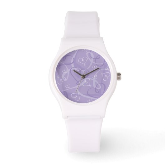 Paars hartpatroon horloge (Voorkant)