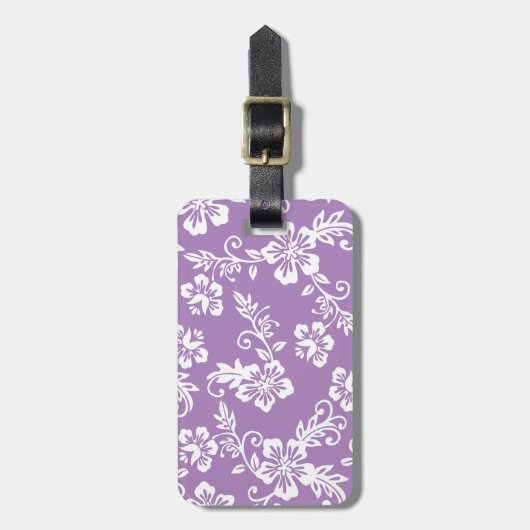 Paars Hawaiian Print Bagagelabel (Voorkant verticaal)